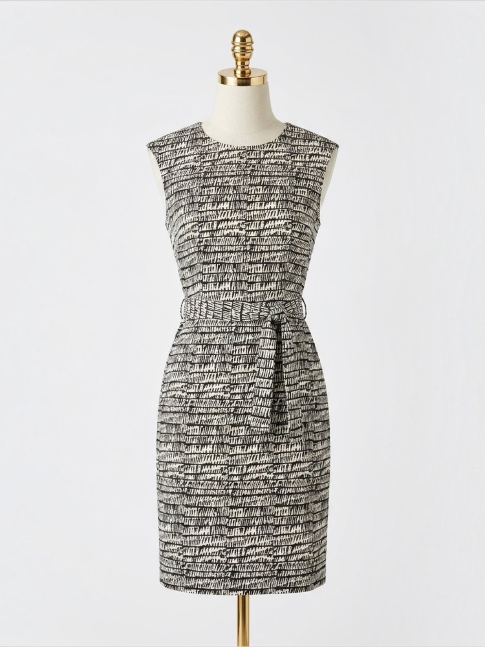 Marimekko Milana Benu Bono Abstract Print Belted Sleeveless Sheath Dress Size 38